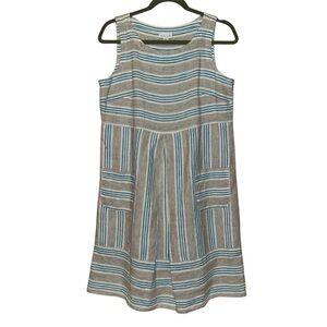 J. Jill Love Linen Dress Size S Tahitian Striped Sleeveless Resort Beachy